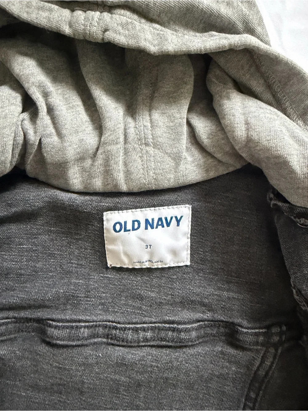 Old Navy Toddler Boys 3T Black Denim Hooded Trucker Jacket Stretch